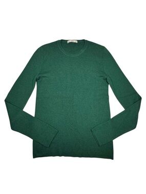 VTG Prada Silk Cashmere Sweater SZ M Green Crewneck Fitted Minimalist Designer